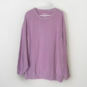 Aerie Oversized Cozy Sweatshirt Womens Large Purple Ribbed Warm Lounge Pullover